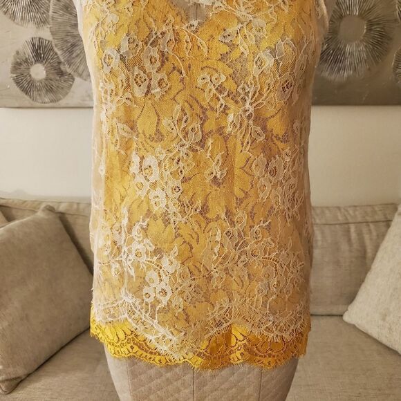 Reiss Kodi Double Layered Lace Top size 2 in Yellow - NEW - Picture 6 of 12